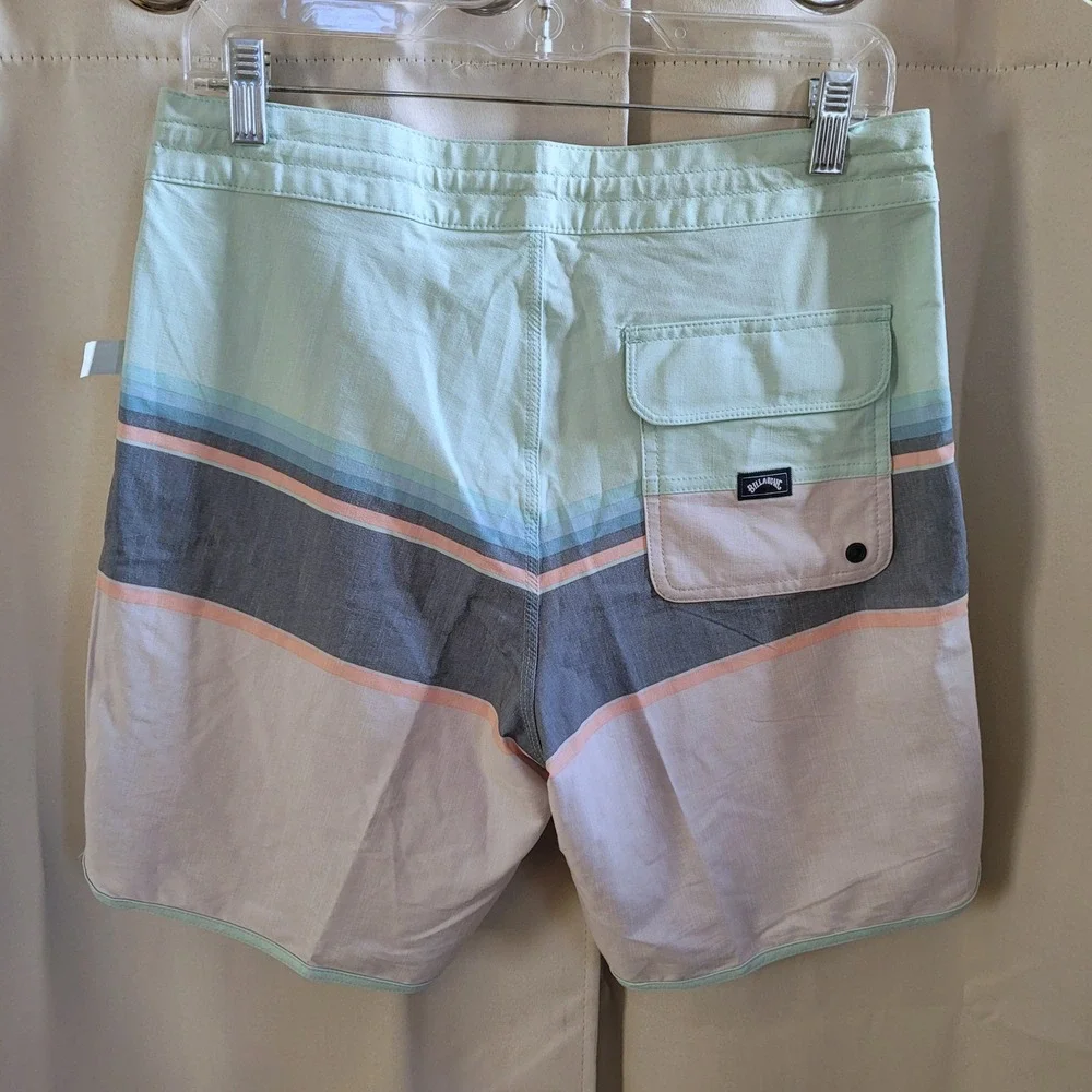 Billabong 73 Spinner Lo Tide Men Board Shorts 30 Striped Surf Beach Pastel 21603